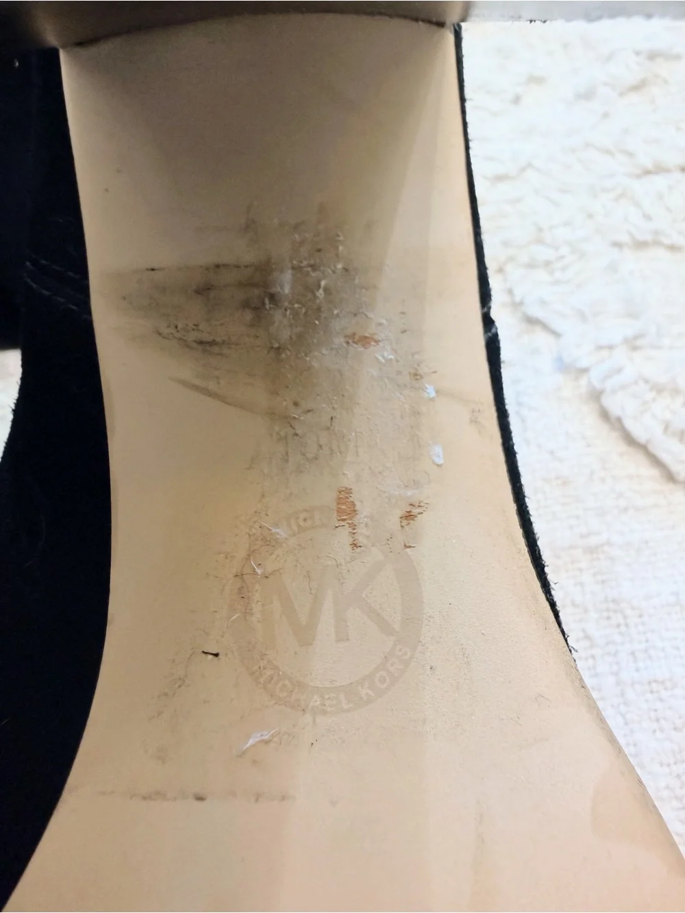Michael Kors Black Suede Over-the-Knee Boots Size 10 Block Heel Gold Logo